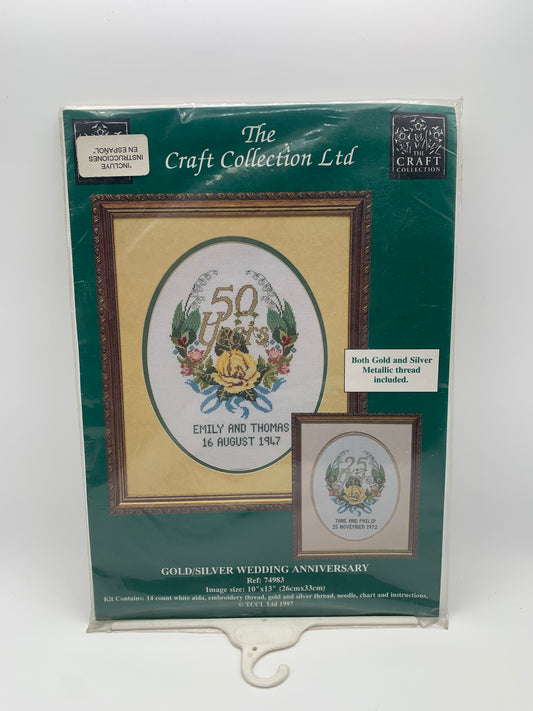 Kit de Punto de cruz The craft collection - 26x33cm - "Gold/Silver wedding anniversary" - hilos incluidos