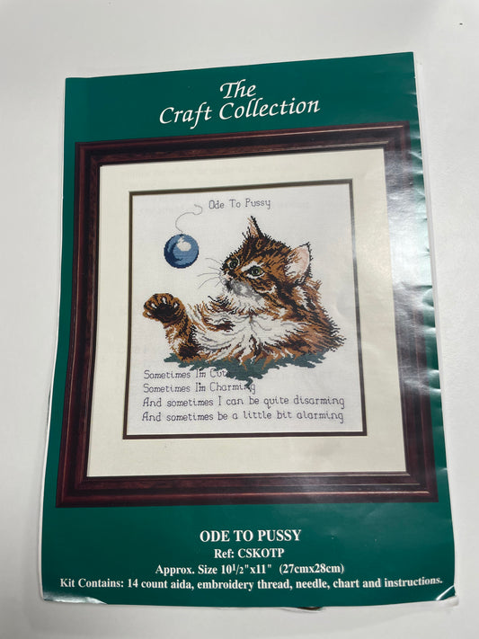 Kit de punto de cruz The craft collection - 27x28cm - "Ode to pussy" - hilos incluidos