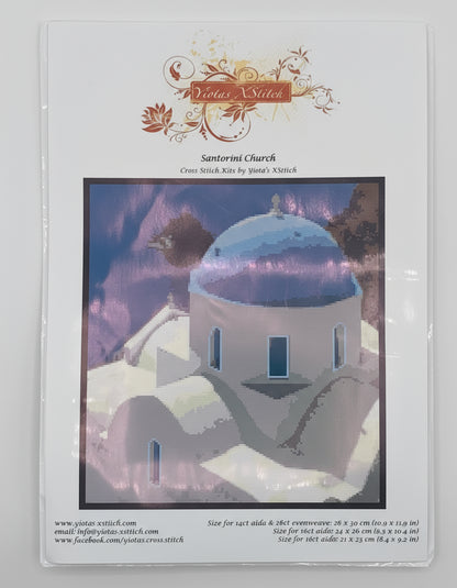 Kit de Punto de cruz Yiota's XStitch - 40x40cm - "Santorini Church" - hilos incluidos