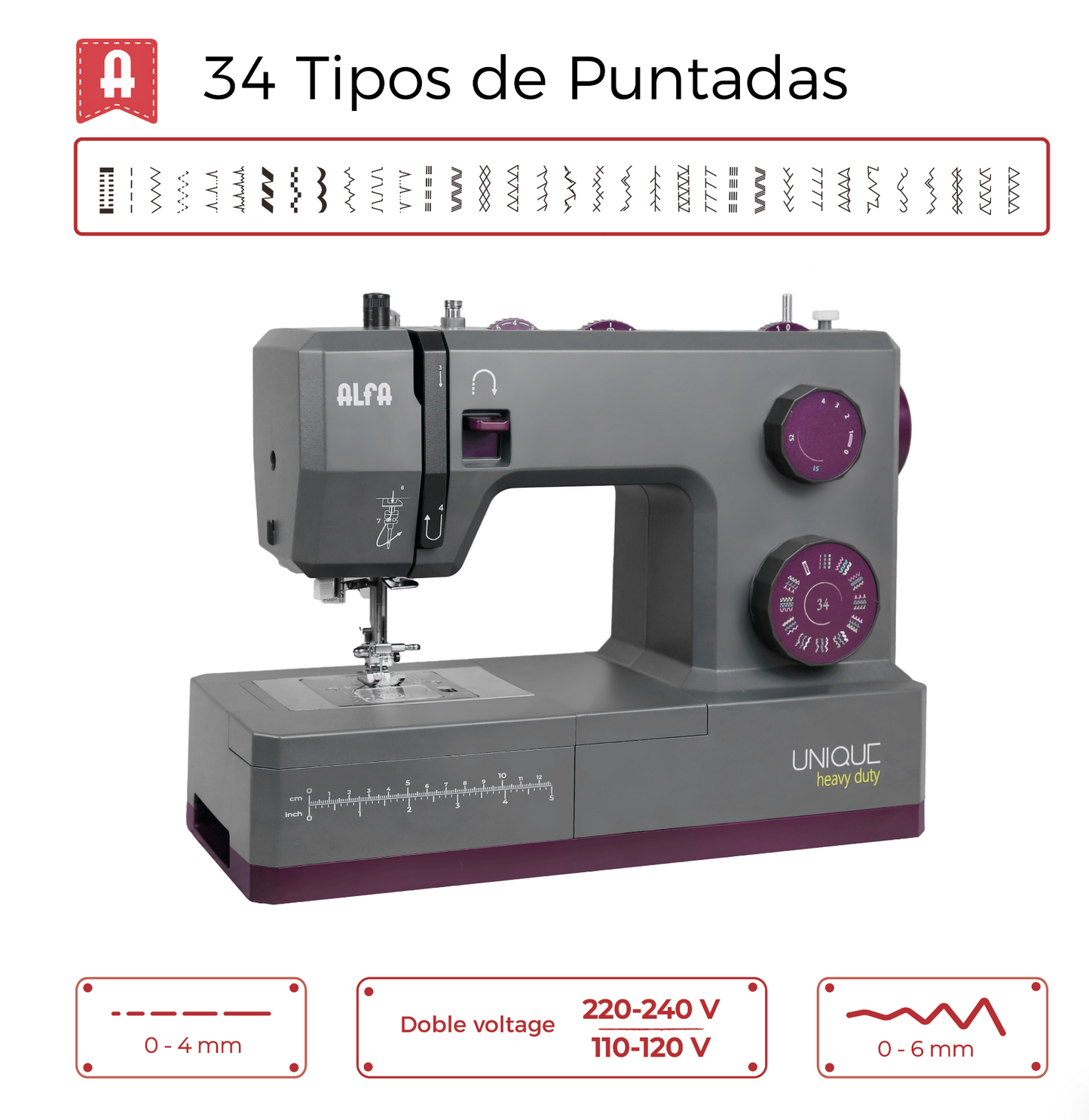Máquina de coser doméstica Alfa Unique HD (Heavy Duty)