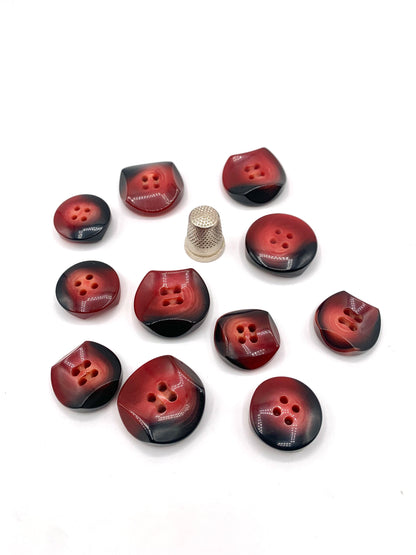 Pack 11 botones de pasta color rojo y negro