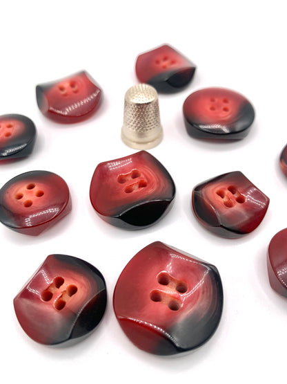 Pack 11 botones de pasta color rojo y negro