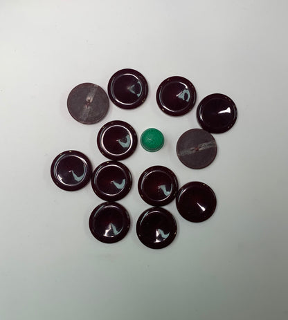 Pack 12 botones vintage color burdeos oscuro