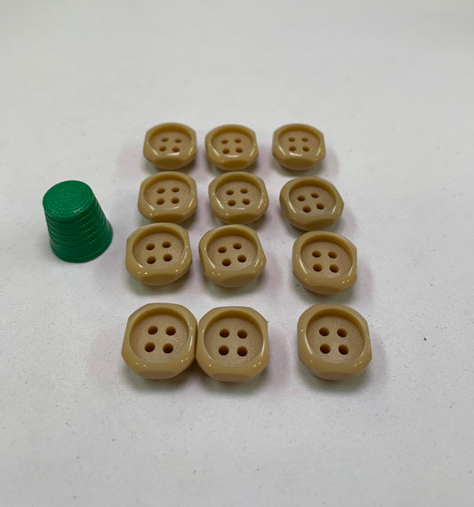 Pack 12 botones vintage color camel