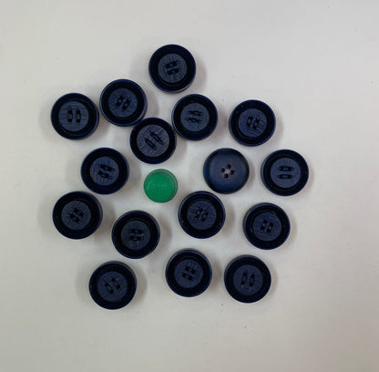 Pack 16 botones vintage color azul marino y negro