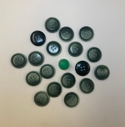 Pack 18 botones vintage color verde y negro