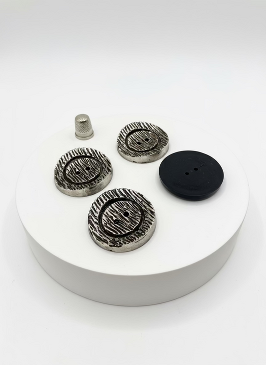 Pack 4 botones EXTRA grandes vintage color plata