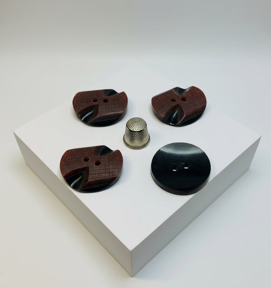 Pack 4 botones vintage color granate y negro