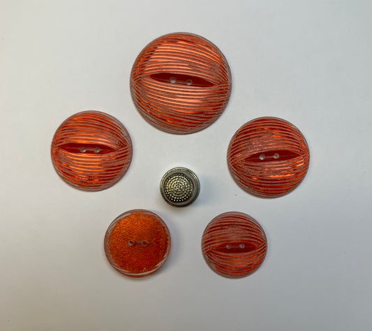Pack 5 botones vintage color naranja