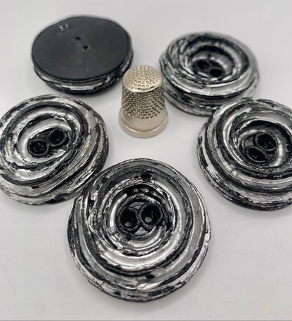 Pack 5 botones vintage de pasta color negro y gris