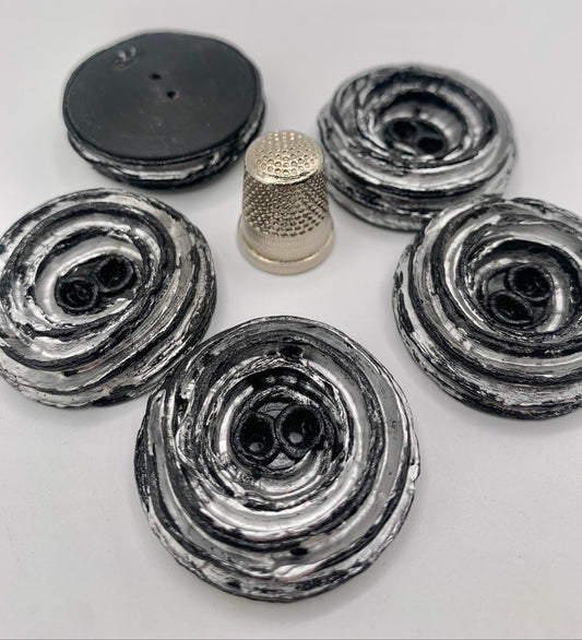 Pack 5 botones vintage de pasta color negro y gris