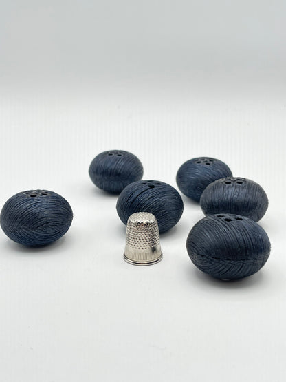 Pack 6 botones esféricos grandes, vintage de pasta color azul marino