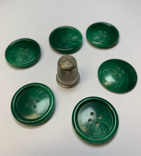 Pack 6 botones vintage color verde con reflejos blancos