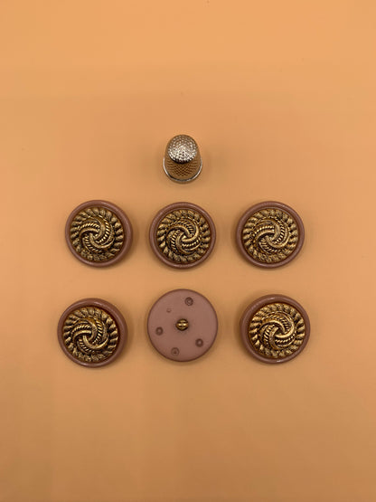 Pack 6 botones vintage de pasta color dorado y moka