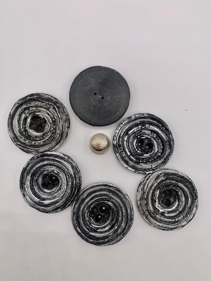 Pack 6 botones vintage de pasta color negro y gris