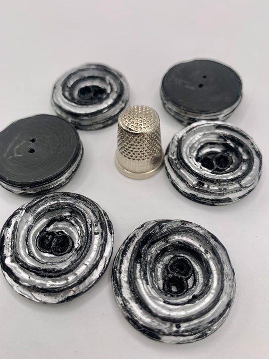 Pack 6 botones vintage de pasta color negro y gris
