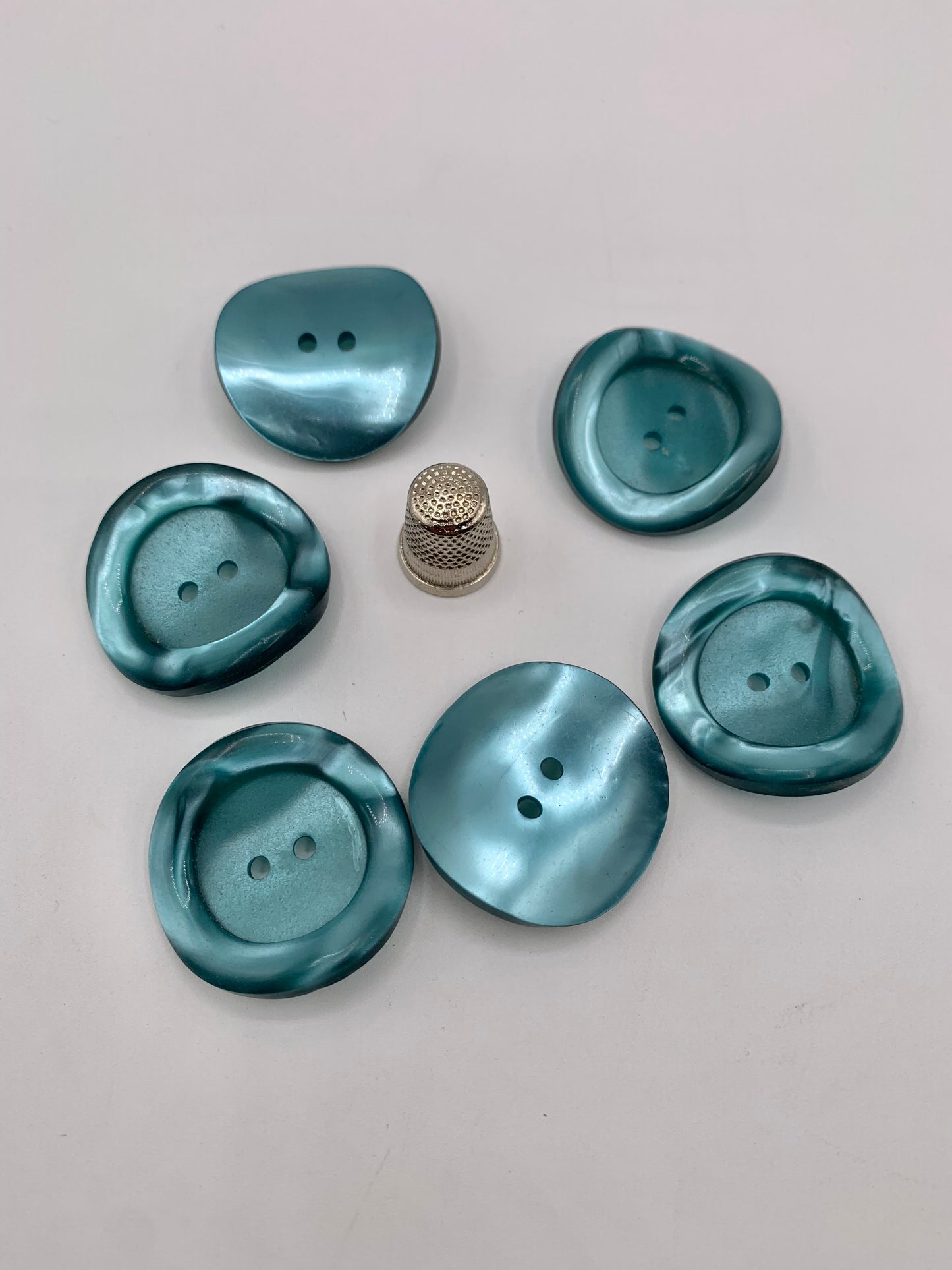 Pack 6 botones vintage de pasta color verde agua