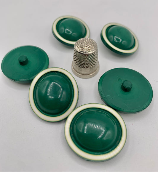 Pack 6 botones vintage de pasta color verde billar y blanco