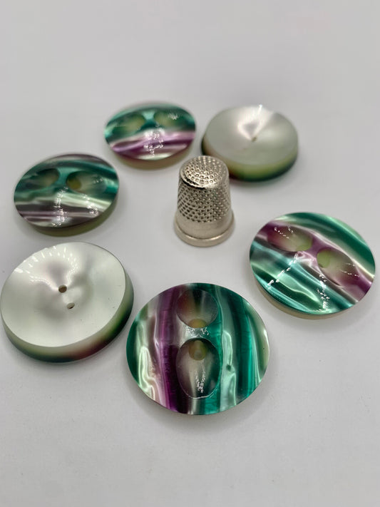 Pack 6 botones vintage de pasta color verde y morado