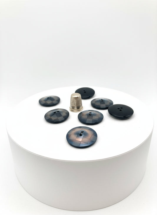 Pack 7 botones de pasta color azul con reflejos en color cobre