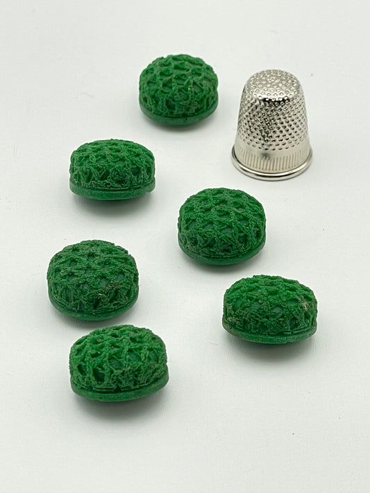 Pack 7 botones vintage de pasta color verde, años 50.