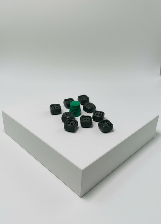 Pack 9 botones cuadrados vintage color verde oscuro