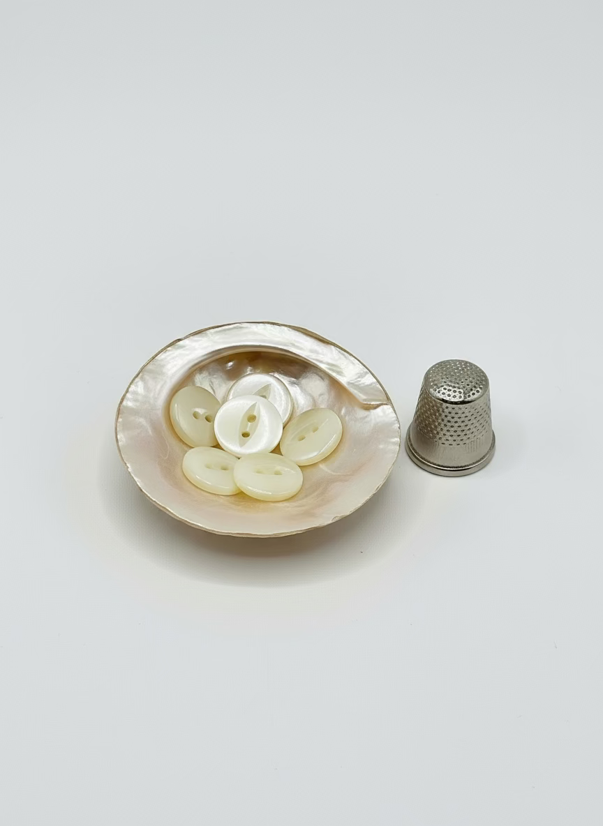 Pack 8 botones nácar años 40 color blanco