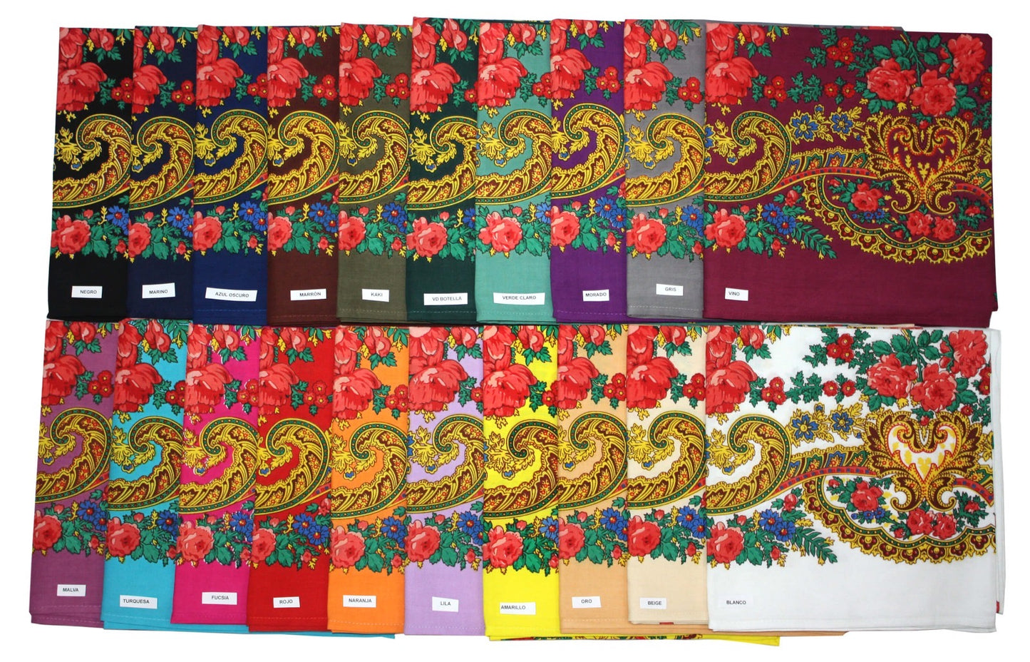 pañuelo tradicional, pañuelo portugués, pañoleta en 20 colores, tamaño 90x90 cm.
