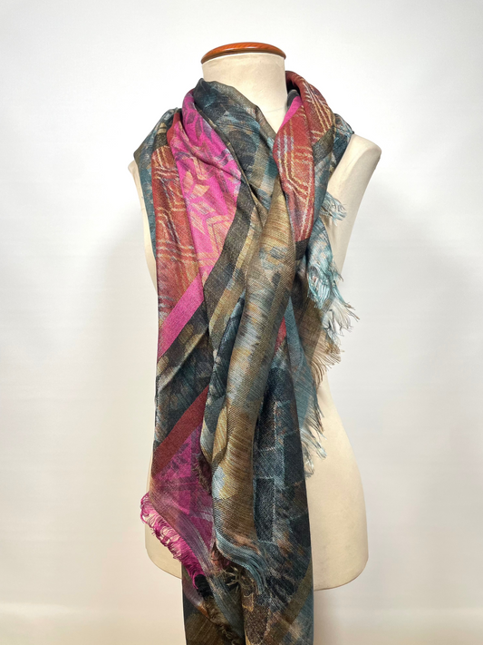 Pañoleta vintage italiana años 70 multicolor