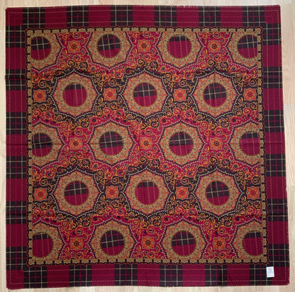 Pañuelo vintage italiano años 70 color granate, negro