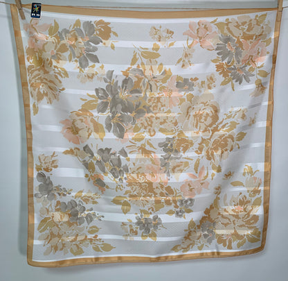 Pañuelo vintage italiano años 70 color ocre, blanco