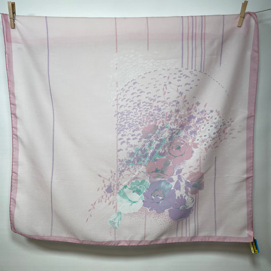Pañuelo vintage italiano años 70 color rosa, morado y verde menta