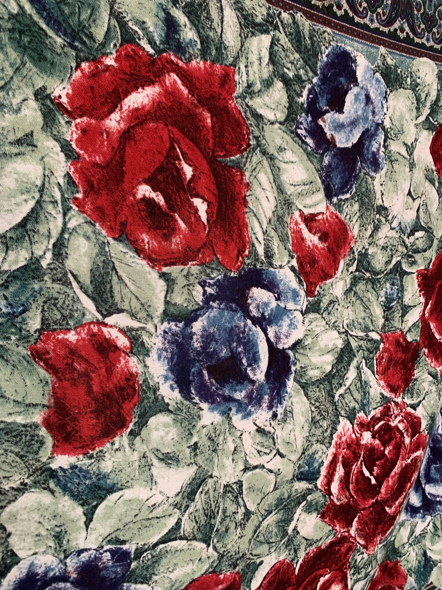 Pañuelo vintage italiano años 70 color verde, marino y azul