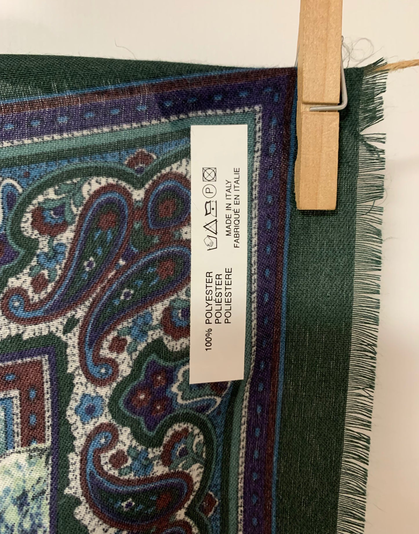 Pañuelo vintage italiano años 70 color verde, marino y azul