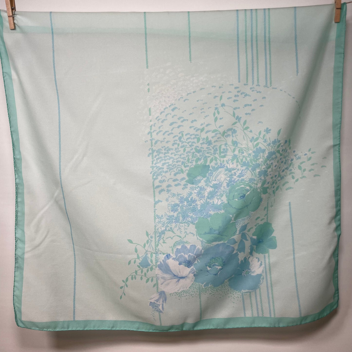 Pañuelo vintage italiano años 70 color verde menta y azul