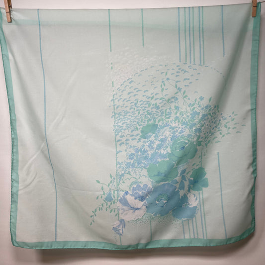 Pañuelo vintage italiano años 70 color verde menta y azul