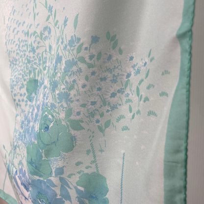 Pañuelo vintage italiano años 70 color verde menta y azul