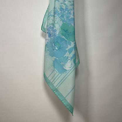 Pañuelo vintage italiano años 70 color verde menta y azul