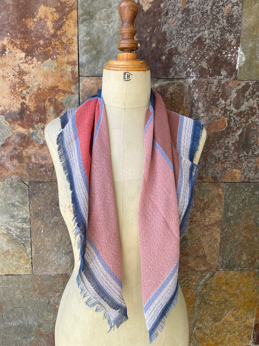 Pañuelo vintage italiano en colores azul, marrón y salmón