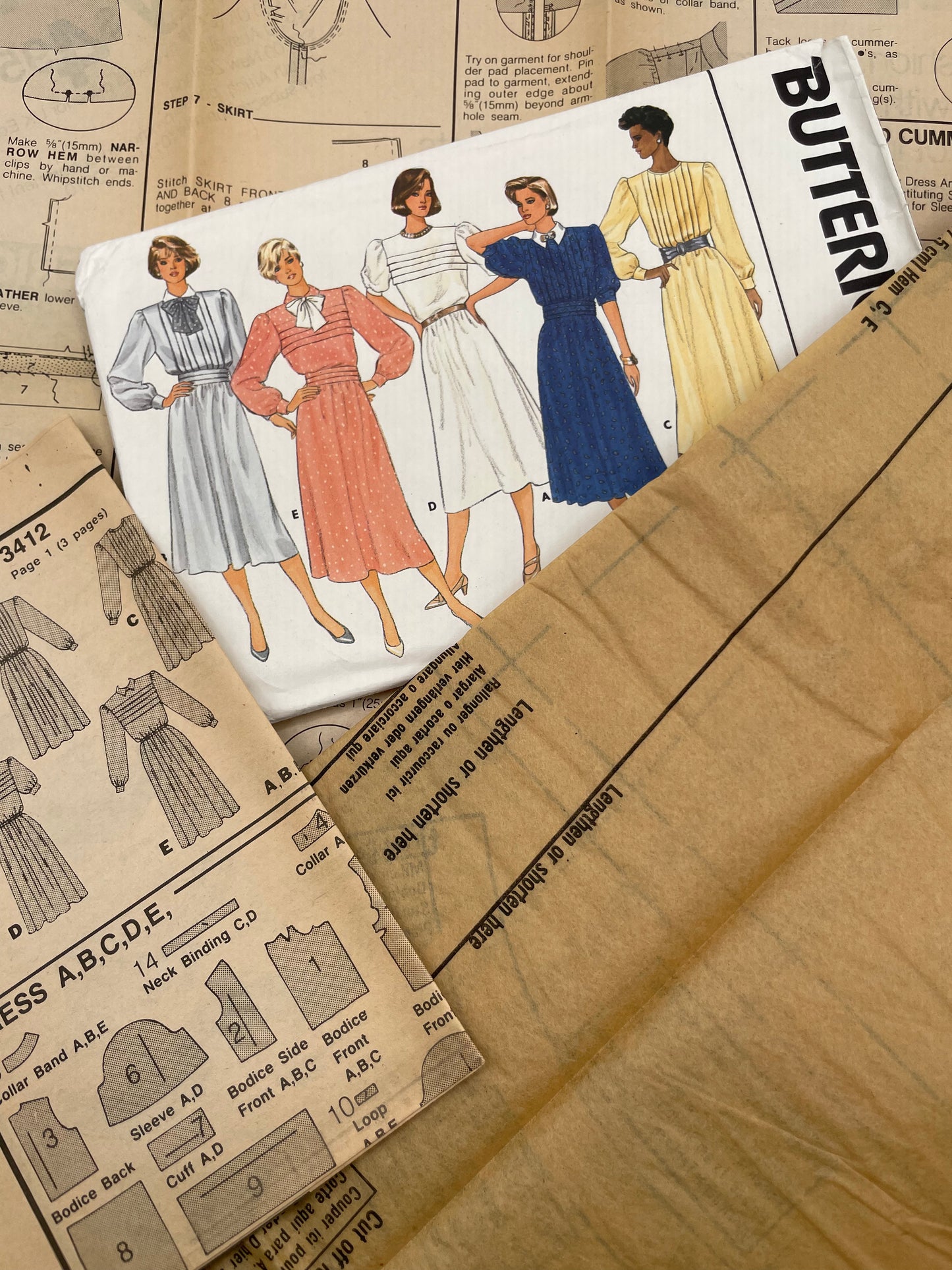 Patrón vintage original americano de vestido y faja/cinturón
