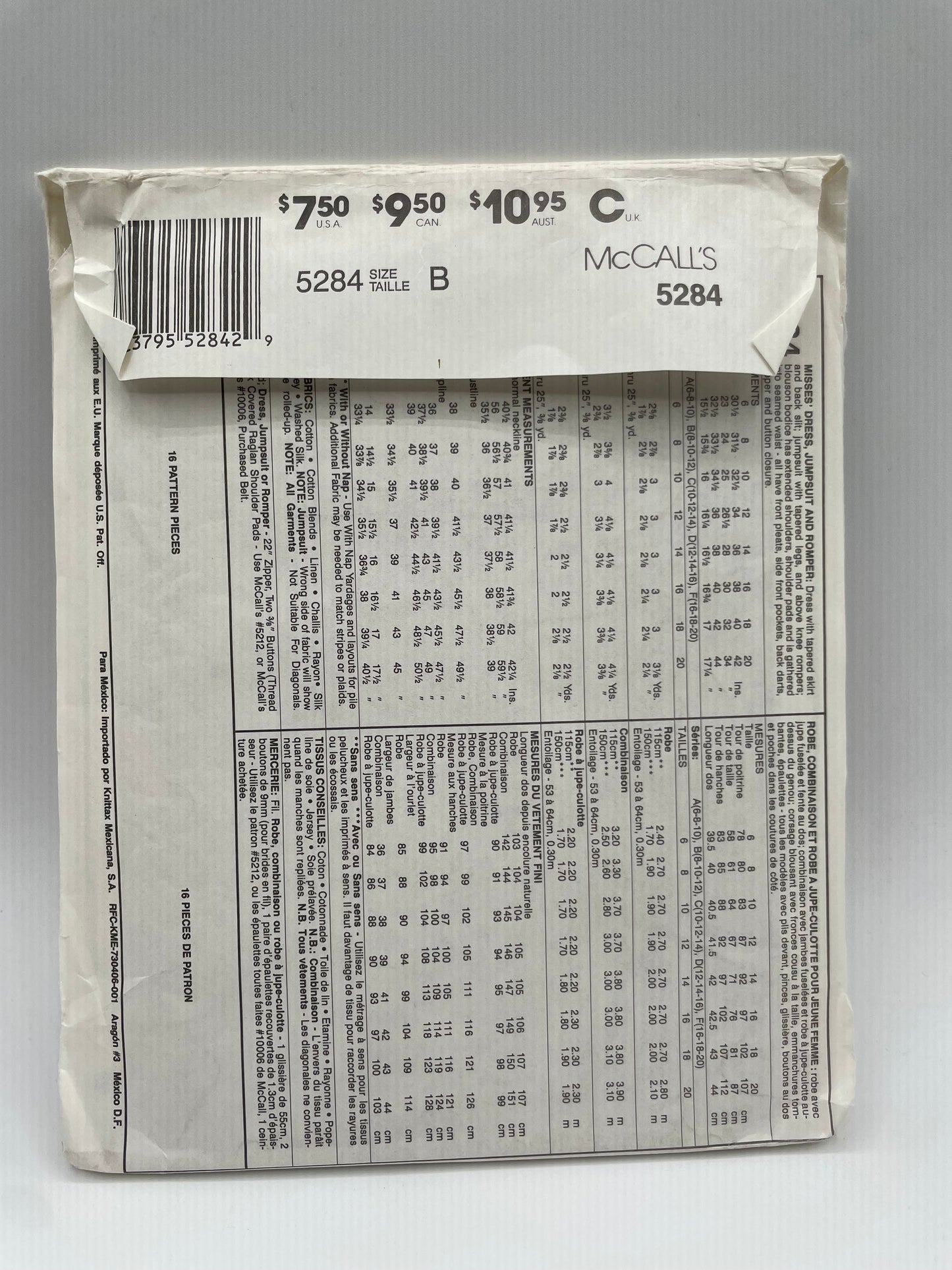 Patrón vintage original americano de blusa, falda y pantalón