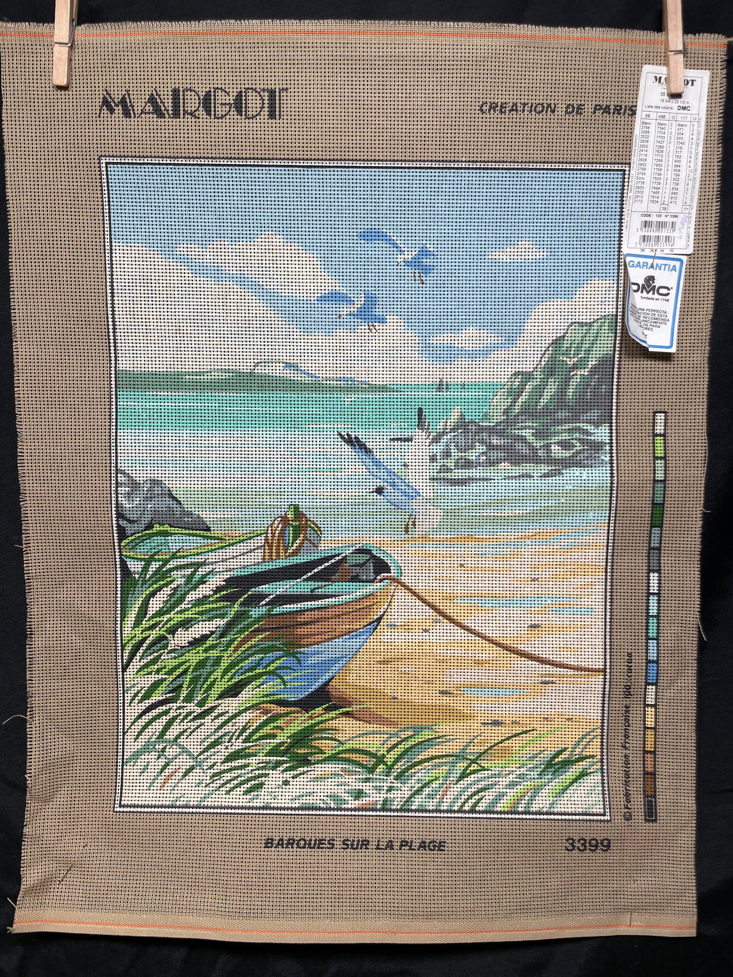 Petit point: "Barques sur la plage" MARGOT - CON HILOS