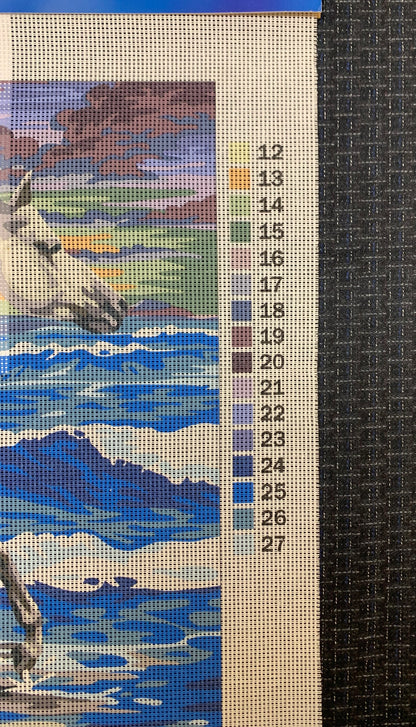 Petit point: "Chevaux au crépuscule" DMC - CON HILOS