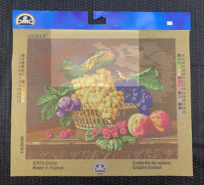 Petit point: "Corbeille de raisins" DMC - CON HILOS