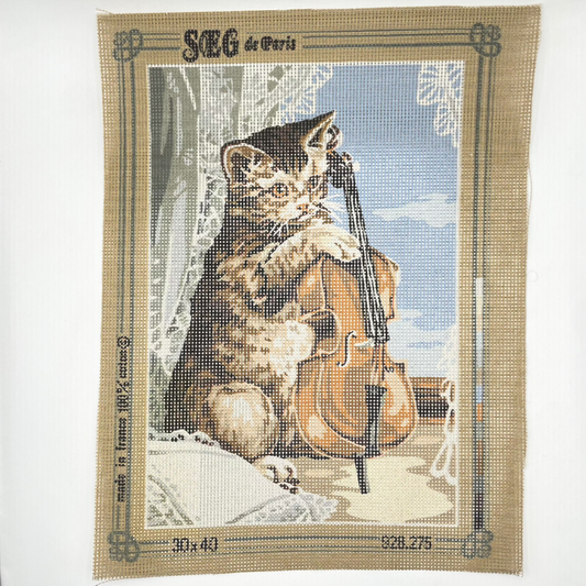 Petit point motivo gato con violín SEG DMC - CON HILOS