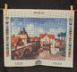 Petit point: "Paisaje de casas y puente" DMC - CON HILOS