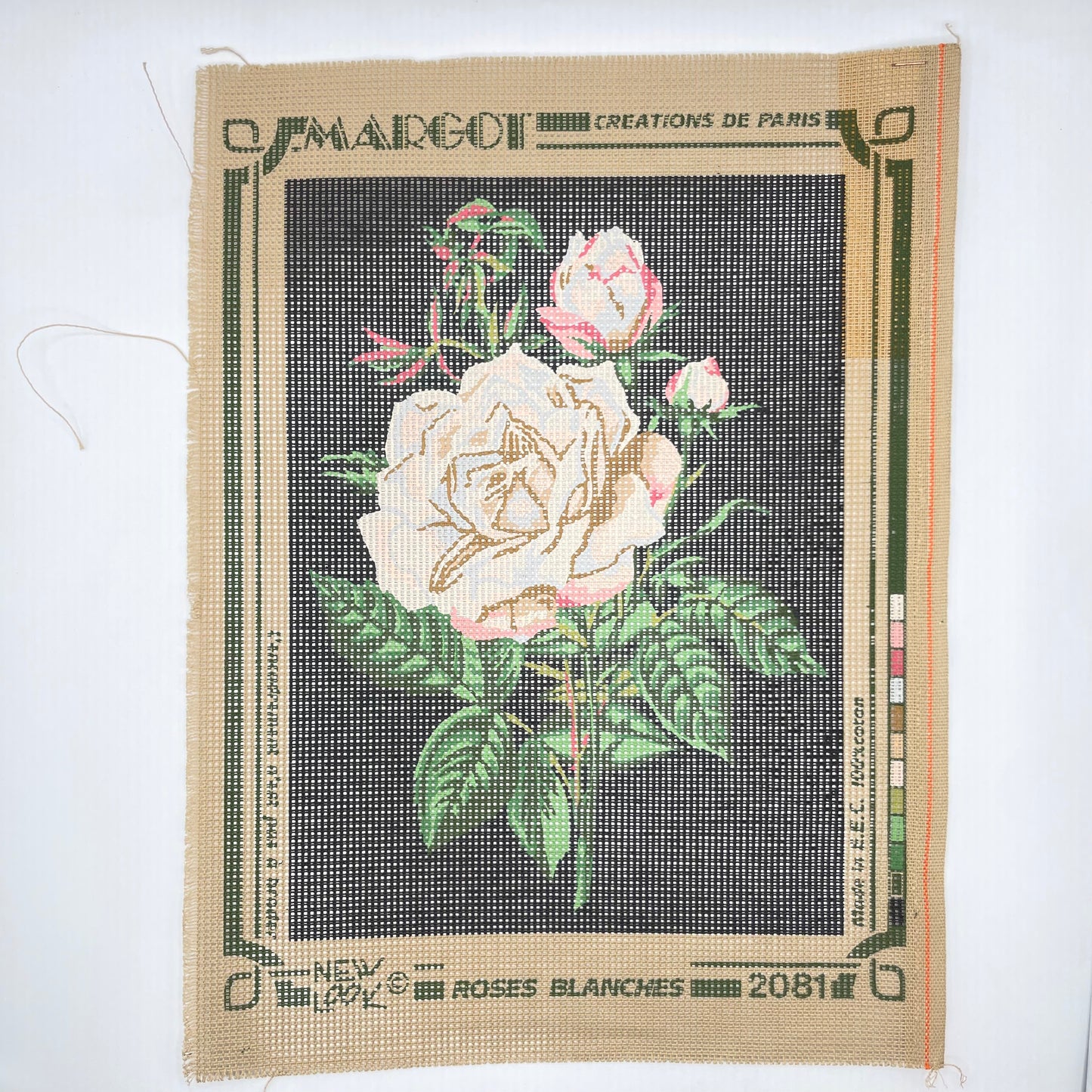 Petit point: "roses blanches" Margot DMC - CON HILOS