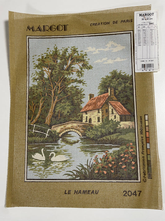 Petit point: "Paisaje en el rio" MARGOT - CON HILOS