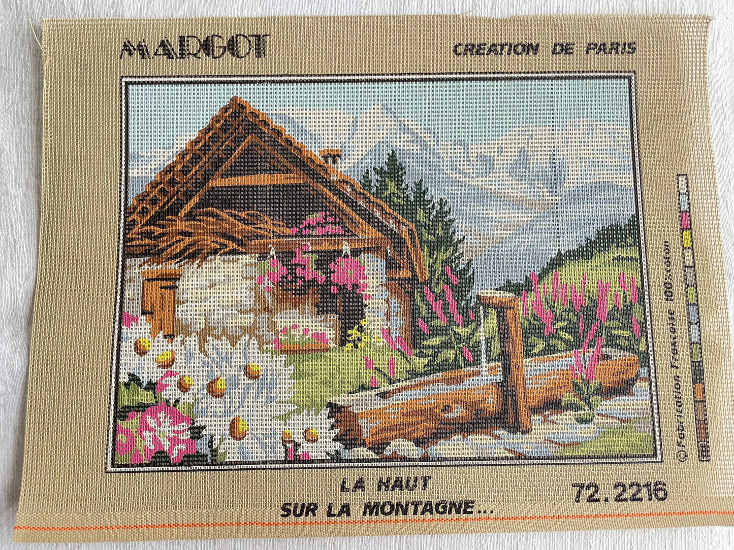 Plancha impresa Petit point paisaje de montaña - CON HILOS