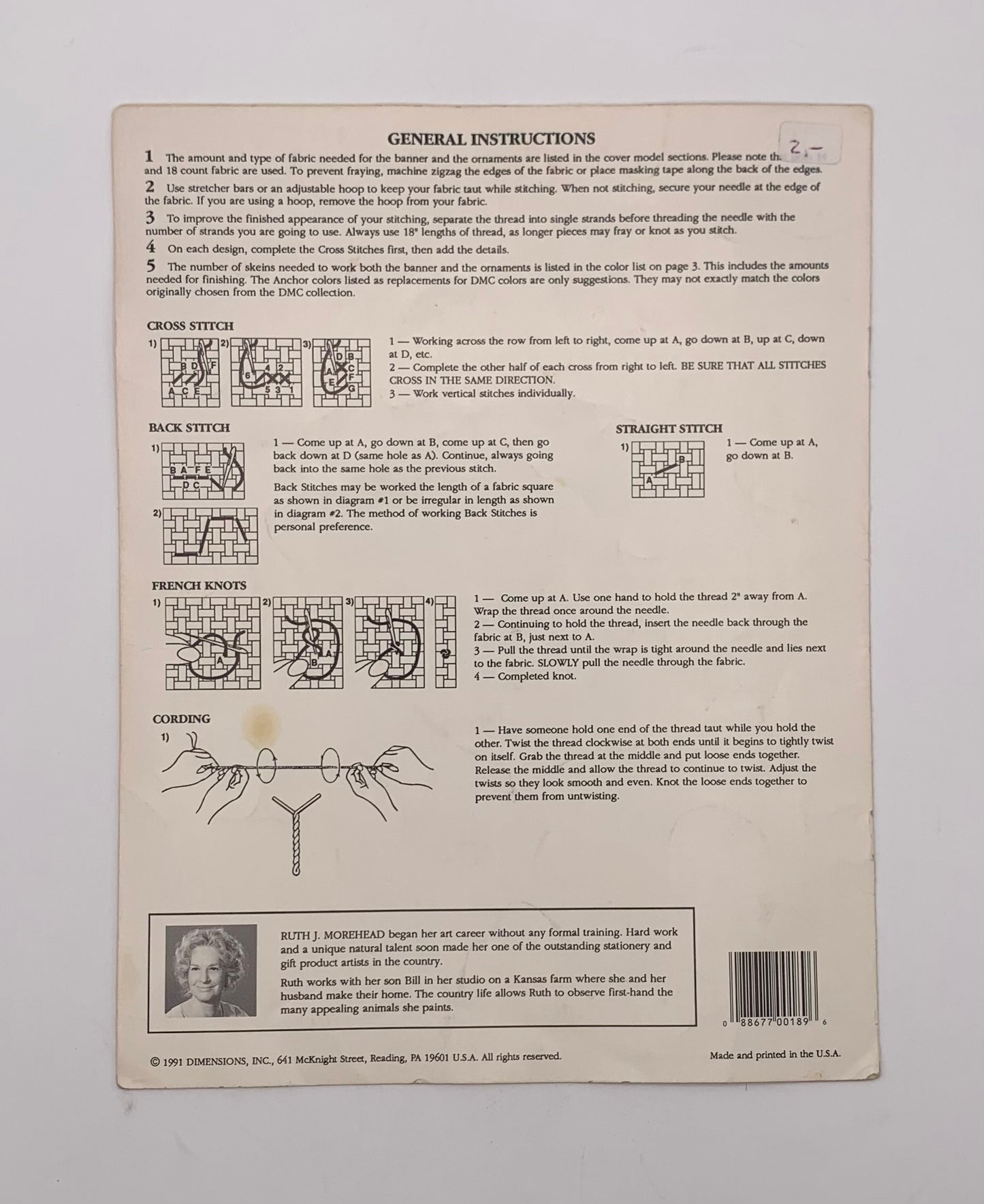 Plantilla "Advent calendar" By Ruth J. Morehead 1991 Dimensions (Idioma inglés)